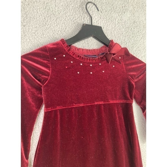 Girls Size 5 Red Suede Christmas Winter Dress Holiday Festive Fashion Maroon - Picture 6 of 9
